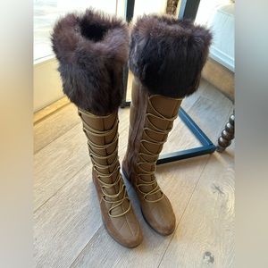 Baby Phat 8 Fur Boots Zip Up Below Knee Worn only once